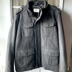 Deckers Black Wool Blend 6 Pocket Military Jacket